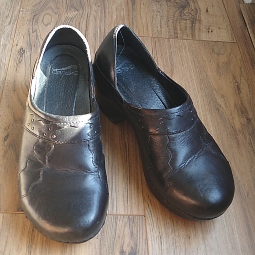 Dansko Black Leather Comfort Clogs Size 41